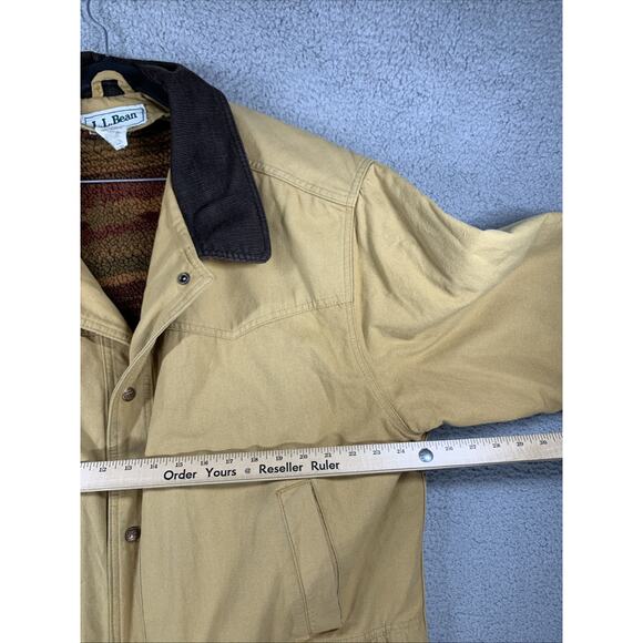 Vintage LL Bean Canvas Duster Long Chore Jacket Womens XL Deep Pile Fleece Aztec - Picture 6 of 16